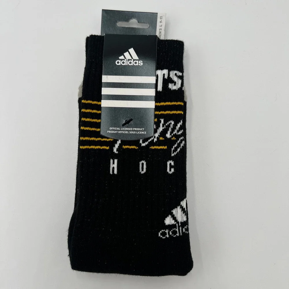 Adidas Pittsburgh Penguins NHL Mens Crew Socks Black Gold Size L 9-11